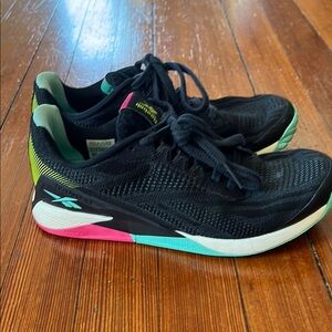 Reebok Black Athletic Shoes with Color Accents